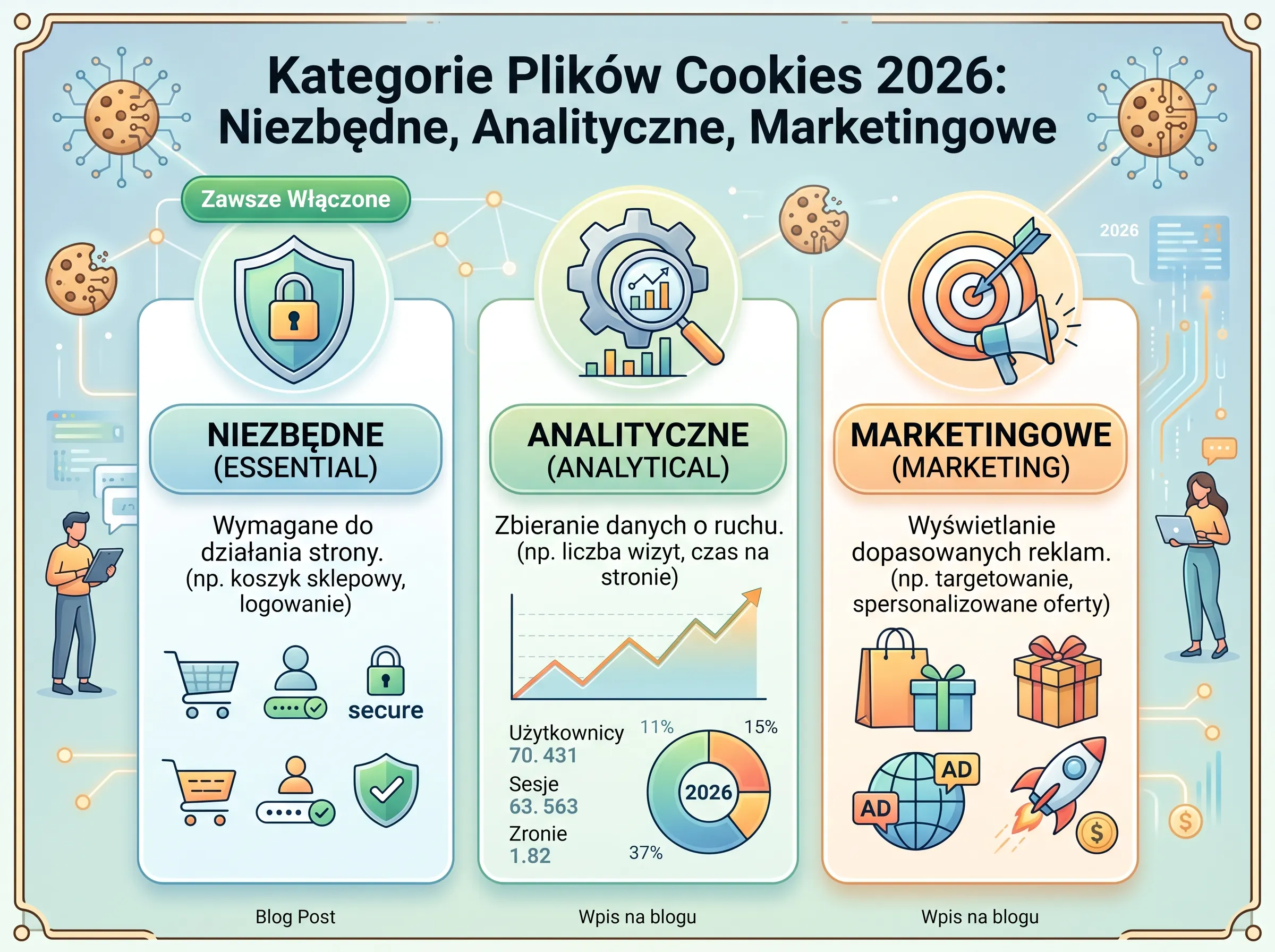 Kategorie Cookies 2026: Niezbedne, Analityczne, Marketingowe
